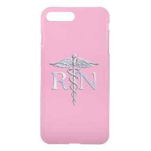 Registrerad Nurse RN Caduceus på Ljusare rosa iPhone 7 Plus Skal