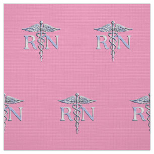 Registrerad Nurse RN Caduceus på Rosa ros Tyg