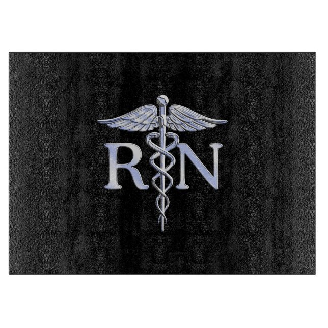 Registrerad Nurse RN Caduceus Snakes Stil på Black (Framsidan)