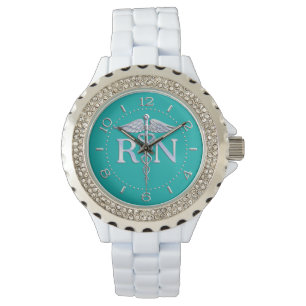 Registrerad Nurse RN Caduceus Watch på turkos Armbandsur