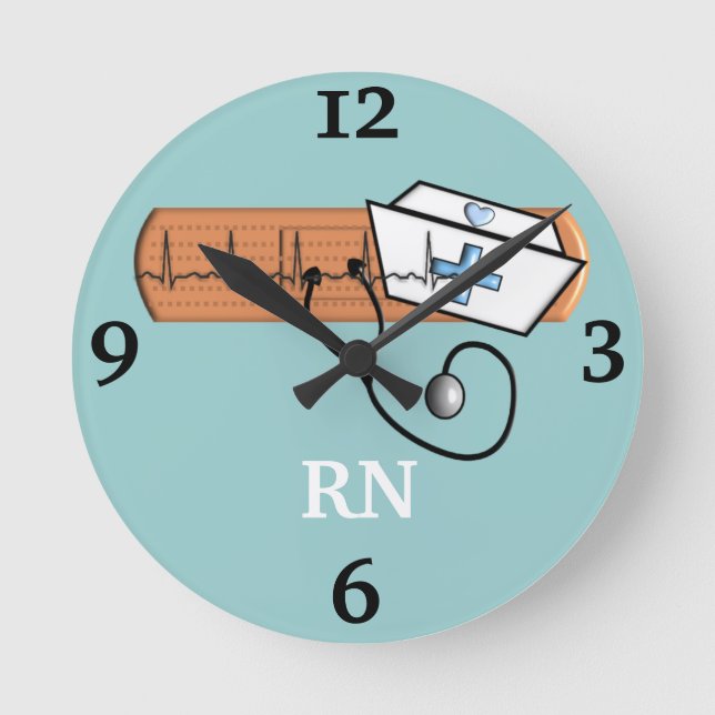 Registrerad Nurse ’RN’-klocka Rund Klocka (Framsida)