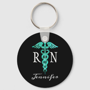 Registrerad Nurse RN Medical Caduceus Turcos Nyckelring