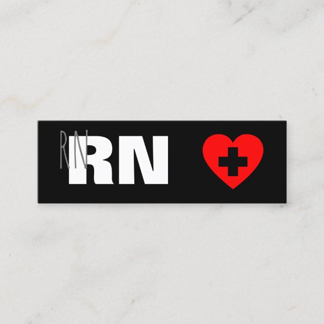 Registrerad Nurse RN Medical Red Heart Modern Mini Visitkort (Framsida)