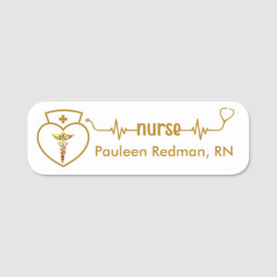 Registrerad Nurse RN Namn Badge Classy Elegant Gul Namnbricka
