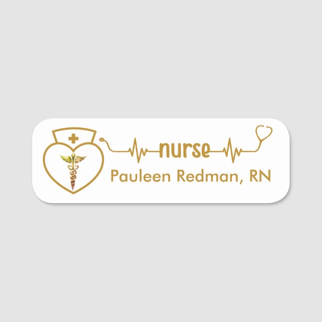 Registrerad Nurse RN Namn Badge Classy Elegant Gul Namnbricka (Framsida)