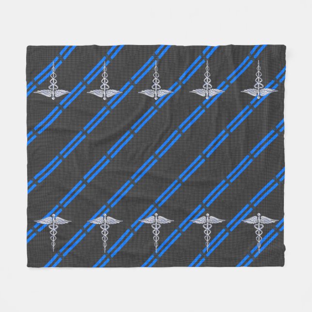 Registrerad Nurse RN Silver Caduceus Fleecefilt (Framsidan (Horisontell))