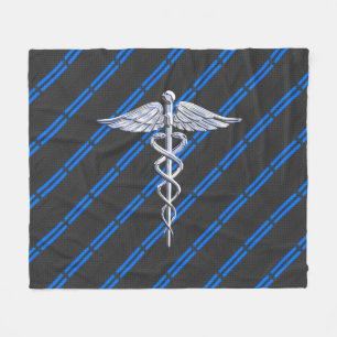 Registrerad Nurse RN Silver Caduceus Fleecefilt