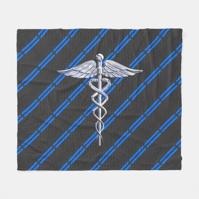 Registrerad Nurse RN Silver Caduceus Fleecefilt (Framsidan (Horisontell))