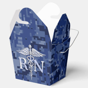 Registrerad Nurse RN Silver Caduceus på marinkamu Presentaskar