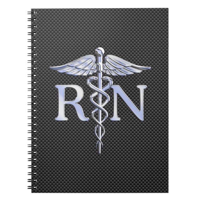 Registrerad Nurse RN Silver Caduceus Snakes Anteckningsbok (Framsidan)