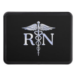 Registrerad Nurse RN Silver Caduceus Snakes Black Skydd För Dragkrok