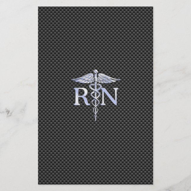 Registrerad Nurse RN Silver Caduceus Snakes Brevpapper (Framsida)