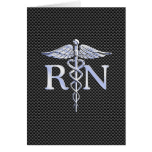 Registrerad Nurse RN Silver Caduceus Snakes Hälsningskort