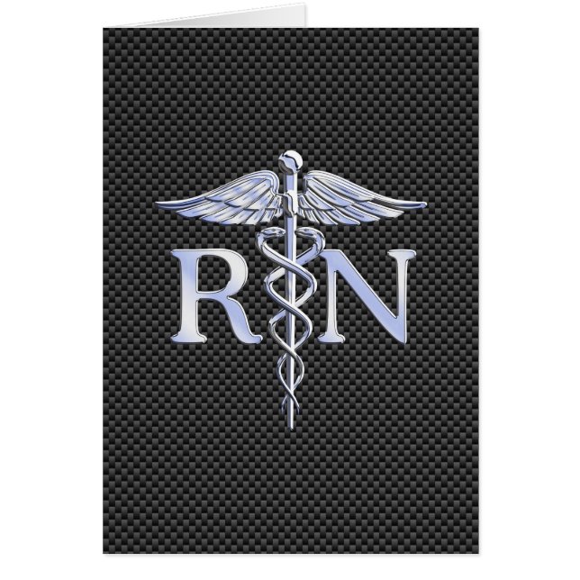 Registrerad Nurse RN Silver Caduceus Snakes Hälsningskort (Framsidan)