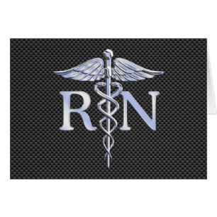 Registrerad Nurse RN Silver Caduceus Snakes Hälsningskort