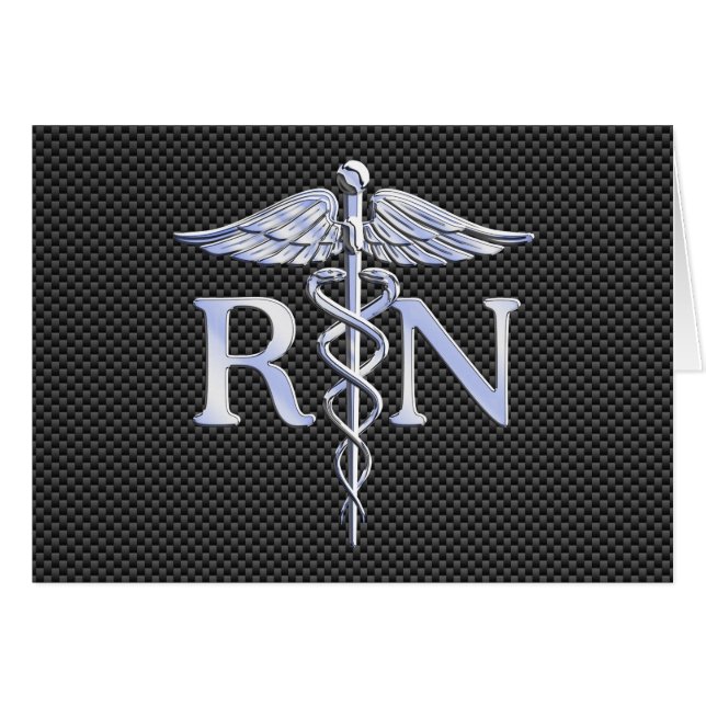 Registrerad Nurse RN Silver Caduceus Snakes Hälsningskort (Framsidan Horizontal)