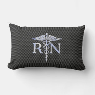 Registrerad Nurse RN Silver Caduceus Snakes Lumbarkudde