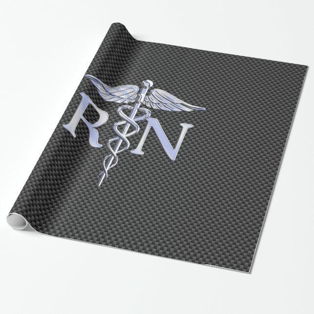 Registrerad Nurse RN Silver Caduceus Snakes Presentpapper (Utrullad)