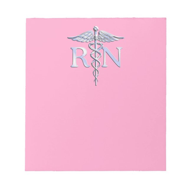 Registrerad Silver Caduceus Ljus rosa Decor Anteckningsblock (Framsida)