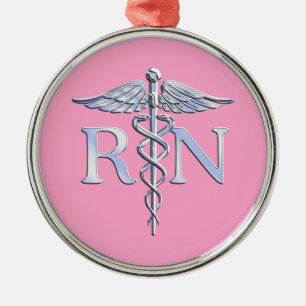 Registrerad Silver Caduceus Ljus rosa Decor Julgransprydnad Metall