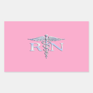 Registrerad Silver Caduceus Ljus rosa Decor Rektangulärt Klistermärke