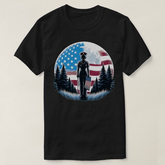 Registrerad sjuksköterska, amerikansk Flagga, full T Shirt (Design framsida)
