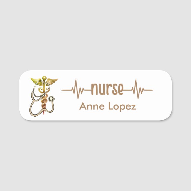 Registrerad sjuksköterska RN Badge Guld Elegant Mo Namnbricka (Framsida)