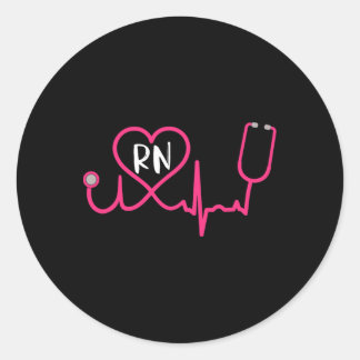 Registrerad sjuksköterska Rn Ekg Stethoscope Hjärt Runt Klistermärke