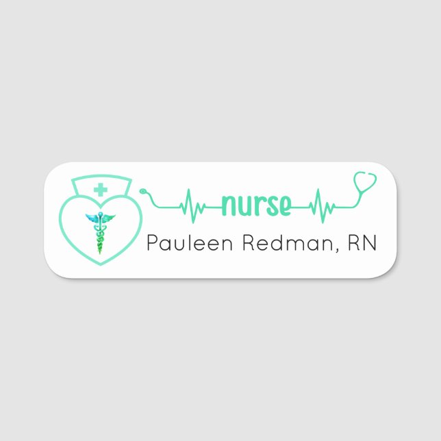 Registrerad sjuksköterska RN Namn Badges Teal Mode Namnbricka (Framsida)