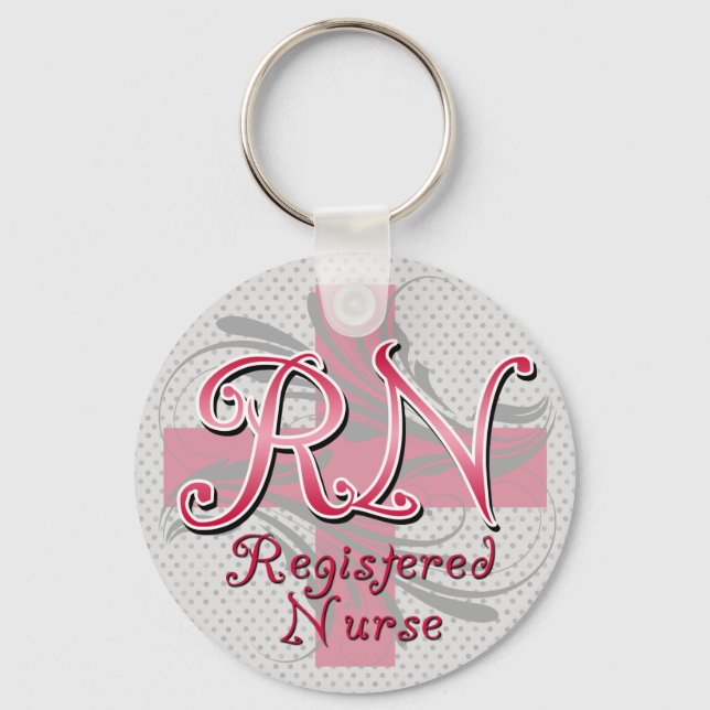 Registrerad sjuksköterska, Rosa Kor Swirls Nyckelring (Framsida)