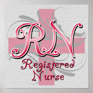 Registrerad sjuksköterska, Rosa Kor Swirls Poster