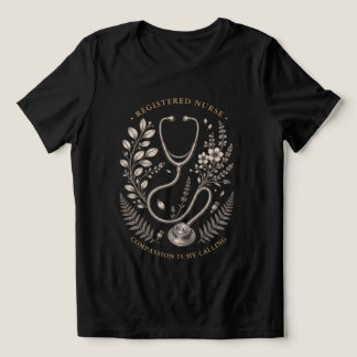 Registrerad Sjuksköterska Vintage Botanisk Stetosk T Shirt