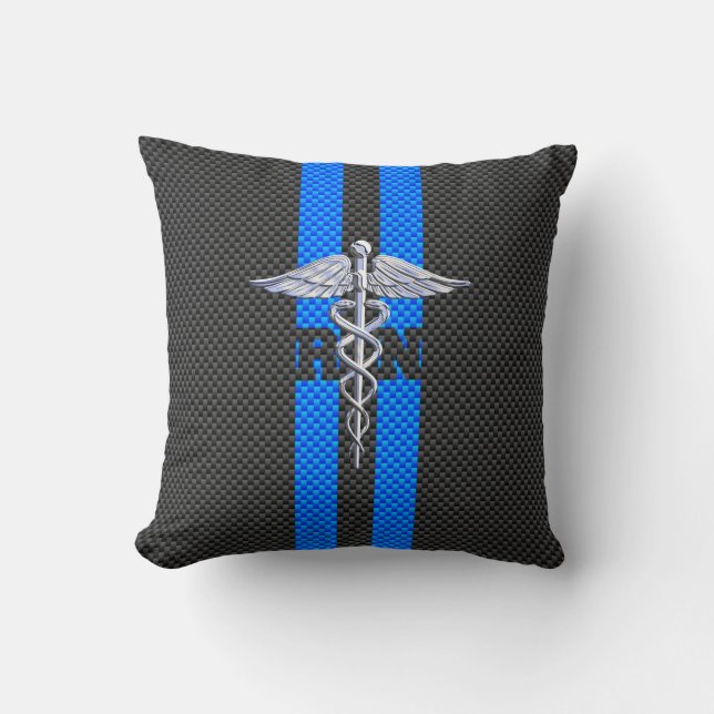 Registrerad utskrift av kolfiber (Nurse RN Caduceu Kudde (Framsida)