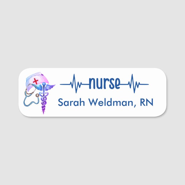 Registrerat nära nurse RN Badge Navy Blue Stethosc Namnbricka (Framsida)