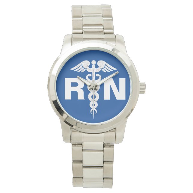 Registrerat Nurse Caduceus Royal Blue Silver Armbandsur (Framsida)