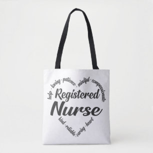 Registrerat Nurse Heart Ord Cloud Tygkasse
