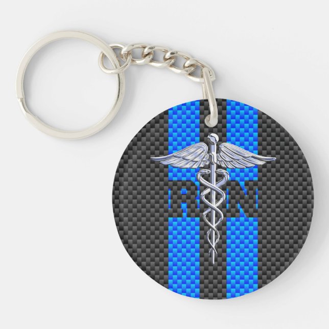 Registrerat Nurse RN Caduceus Carbon Fiber Stil (Framsidan)