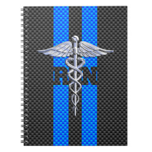 Registrerat Nurse RN Caduceus Carbon Fiber Stil Anteckningsbok