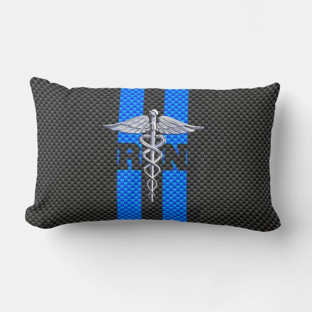 Registrerat Nurse RN Caduceus Carbon Fiber Stil Lumbarkudde (Framsida)