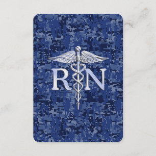 Registrerat Nurse RN Caduceus på marinblå Camo Tilläggskort