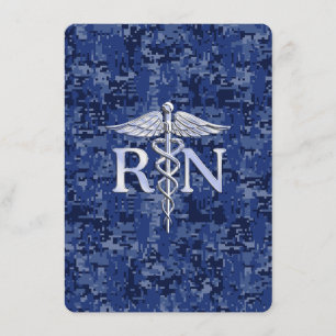 Registrerat Nurse RN Caduceus på marinblå Camo Tilläggskort