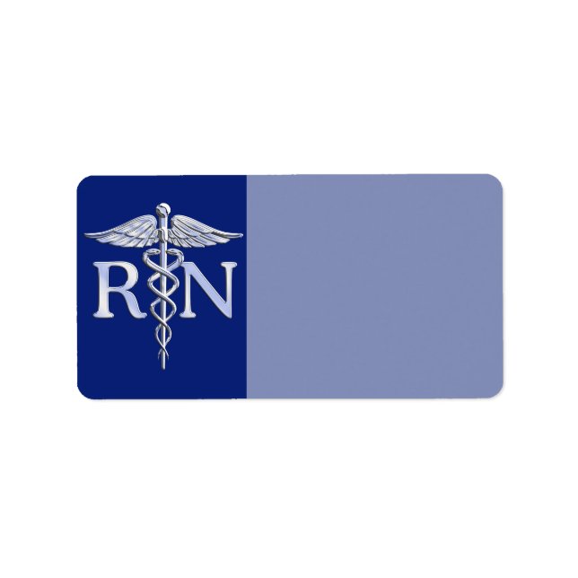 Registrerat Nurse RN Caduceus på marinblått Adressetikett (Framsidan)