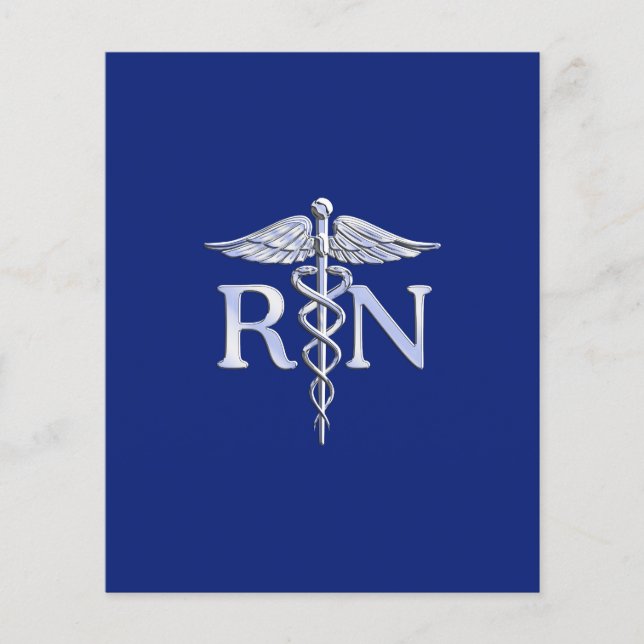 Registrerat Nurse RN Caduceus på marinblått Flygblad (Framsidan)
