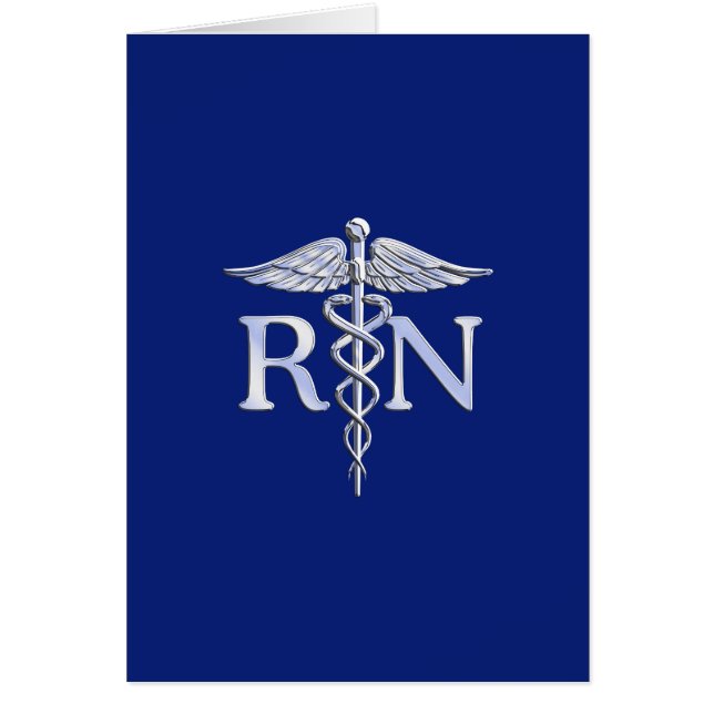 Registrerat Nurse RN Caduceus på marinblått Hälsningskort (Framsidan)