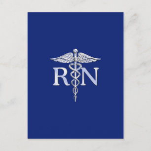 Registrerat Nurse RN Caduceus på marinblått Vykort