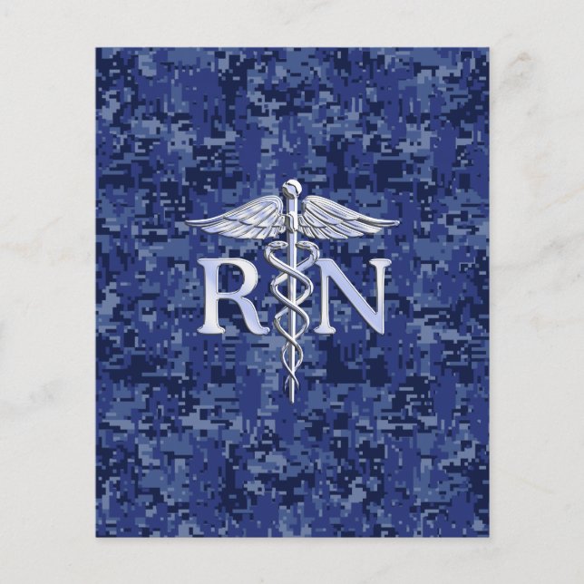 Registrerat Nurse RN Caduceus på marinkamo Flygblad (Framsidan)