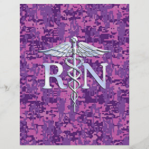 Registrerat Nurse RN Caduceus på Rosa Camo Reklamblad
