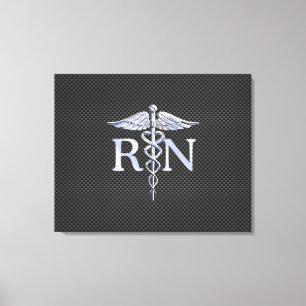Registrerat Nurse RN Caduceus Snakes Carbon Canvastryck