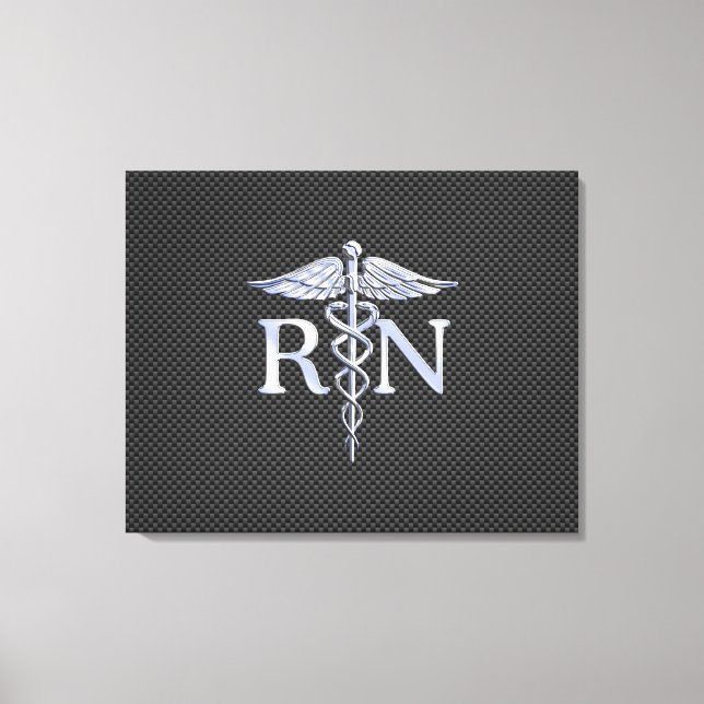 Registrerat Nurse RN Caduceus Snakes Carbon Canvastryck (Framsida)