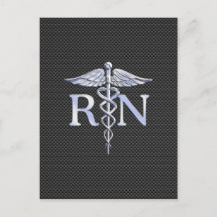 Registrerat Nurse RN Caduceus Snakes Carbon Vykort